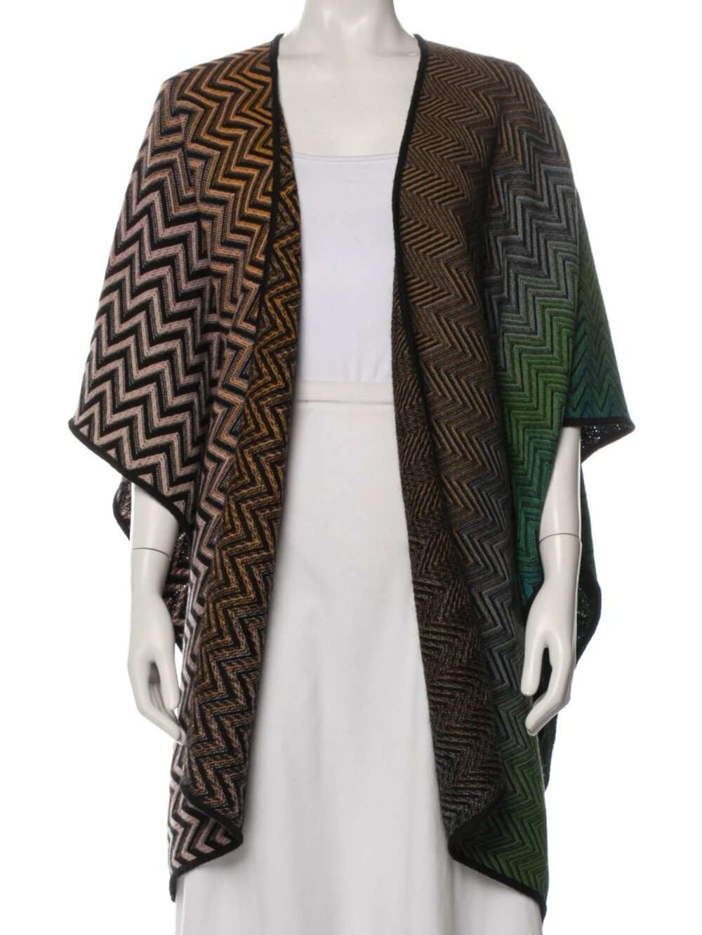 Missoni Reversible Mutli-color zig-zag cape poncho